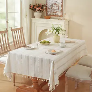 2025 New Arrival Comfortable Cotton Linen Rectangle Tablecloth, Breathable Skin-Friendly Tablecloth Anti-Wrinkle Fade Resistant Table Cover Home Dining Room Kitchen Decorative Tablecloth Dust-Proof Table Cover Daily Use Dinner Party Table Cloth
