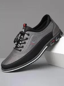 Men's Flat Loafer Shoes, PU Leather Casual Footwear, PVC Sole, Less Than Ankle Height, All Seasons Wear, Plain Pattern, Sneaker