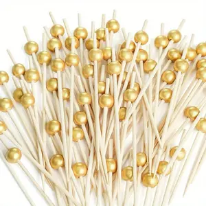 100pcs Disposable Fruit Picks Bamboo Sticks Flower Forks Creative Art Toothpicks Cocktail Picks Sandwich Picks Fruit Skewers Party Supplies