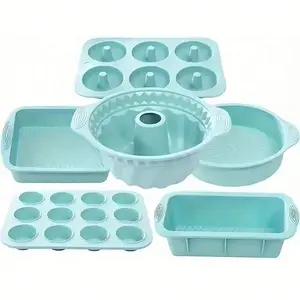 6pcs Nonstick Silicone Bakeware Set With Baking Pan, Cake Molds, Baking Sheet, Donut Pan, Muffin Pan,Cake Pan Baking Supplies