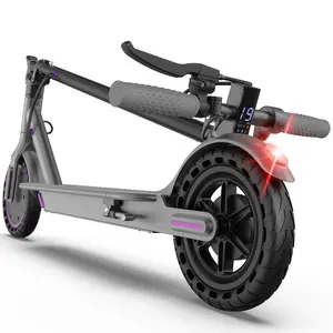 Purple 350W Electric Scooter, 8.5" Solid Tires - Up to 19MPH & Long-Range Portable Commuting Scooter for Adults, Double Braking System, App