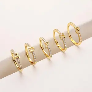 Twelve constellation rings zircon open adjustable constellation index finger ring