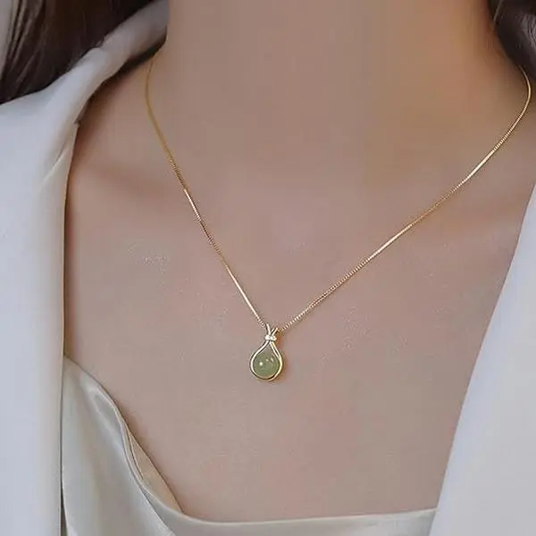 BloomWish S Jade Necklace Gold Drop Choker Necklaces for Women country concert trendy fashion jewelry fall fashion