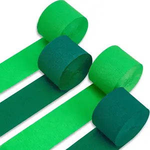 PartyWoo Festive Crepe Paper Streamers, 4 Rolls (1.8in x 82ft Each, 328ft Total) - Convenience Party Supplies, Green Shades for Birthday, Wedding Decorations