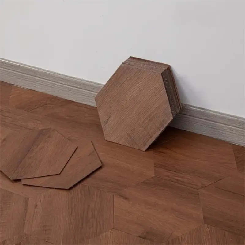 10/20/30 pieces hexagon floor wall sticker - self-adhesive vinyl tiles, retro solid wood style DIY home decor, multiple colors, easy to clean kitchen and bathroom floor wall covering, geometric pattern design, Peel And Stick Floor Tile Waterproof