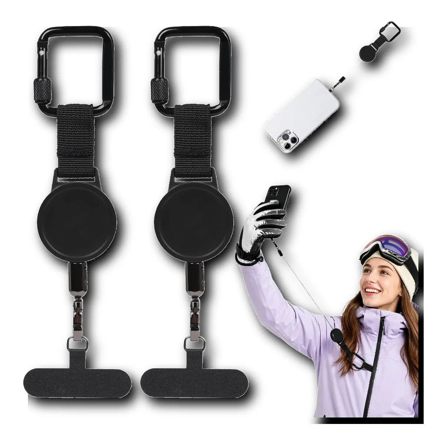 Retractable Phone Lanyard for Travel, Concerts, Beach & Stadium Games, Anti-Loss Phone Tether with Locking Clip and Phone Tab