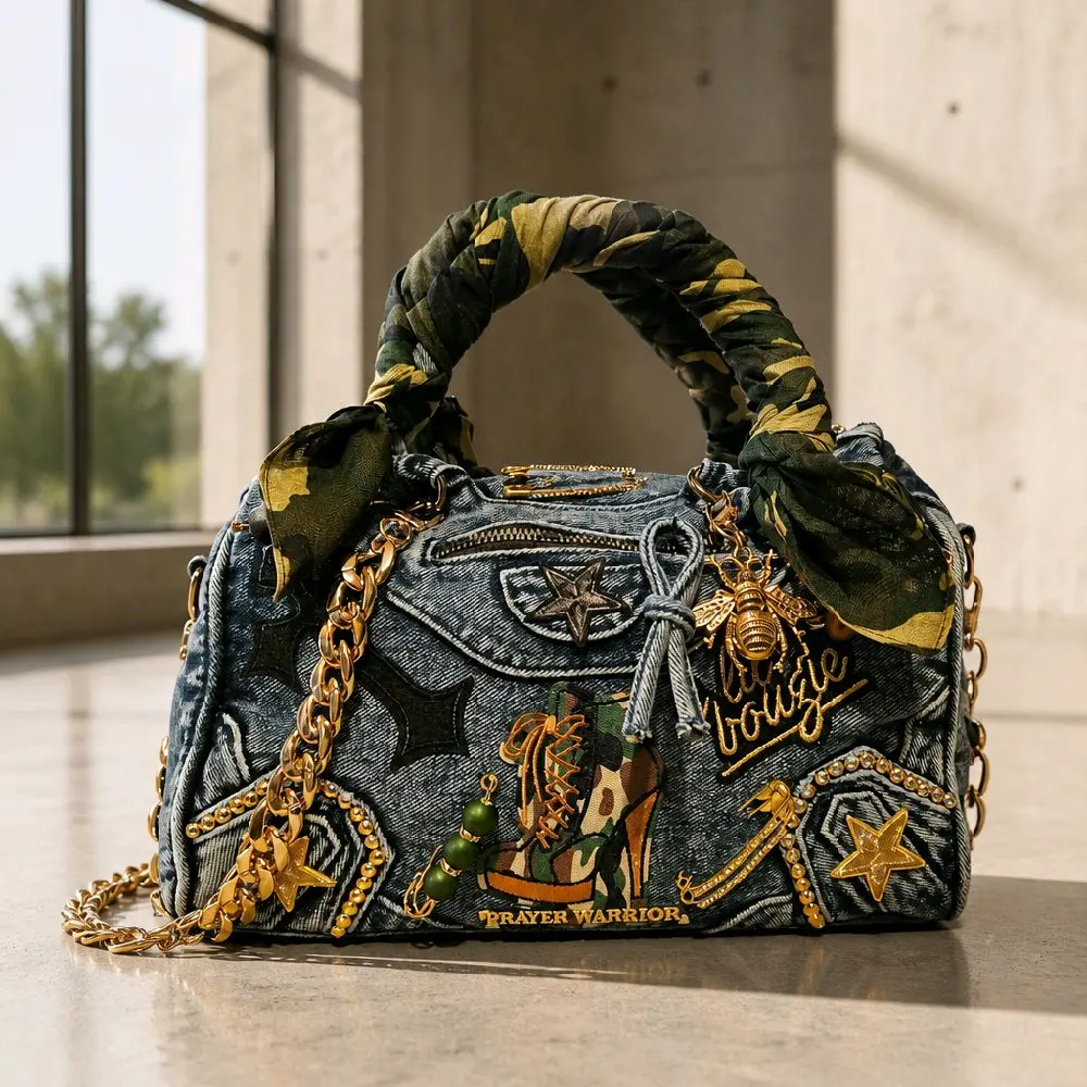 Prayer Warrior Camo Heavy Denim Bag