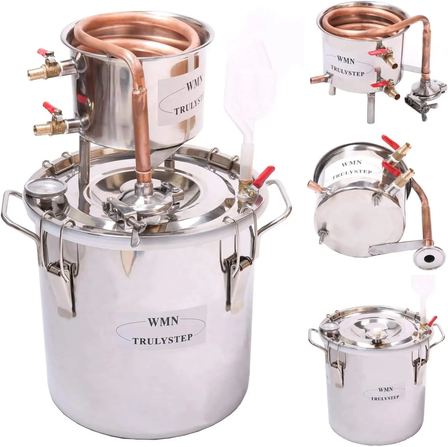5Gal/20L Silver 2-Pot Stainless Steel Still Distiller Kit - Thickened Red Copper Home Wine Making Equipment, Fast Cooling, Easy to Clean Kitchen Bar Supplies for Beginners (No Multi-Size Option), Expert Distiller Making Wine