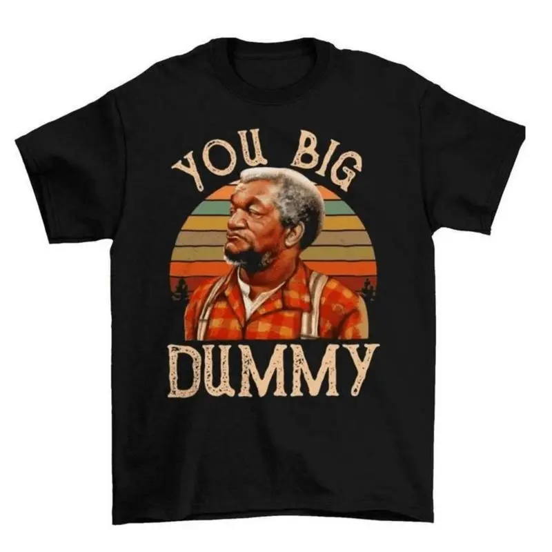 Men's Graphic T-Shirt, Fred Sanford "You Big Dummy" Vintage Print, 100% Cotton Unisex Short Sleeve Streetwear Tee, Soft & Breathable, Tshirt