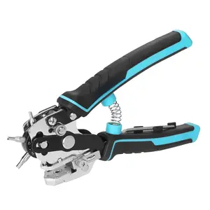 Leather Hole Punch, Heavy Duty Belt Hole Punch Plier with 6 Solid Holes for Belts, Watch Bands, Straps, Pet Collars, Saddles, Shoes, Fabric, DIY  or Christmas Craft Projects