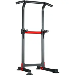 Power Tower Dip Station Pull Up Bar - Multi-Purpose Home Gym Equipment with Adjustable Height and Non-Slip Foot Pads - 330lbs/150kgs Capacity