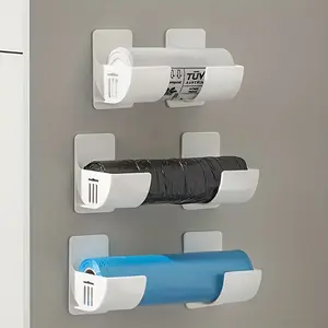 4pcs Adjustable Kitchen Countertop Storage Boxes, Multi-Functional Plastic Organizer for Film & Trash Bags, Side Support Saves Space