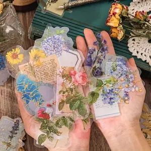 180PCS Retro Handmade Waterproof Stickers, Creative Stickers, Flower Illustrations, Decorations, DIY Collage Materials for Scrapbooking Card Making Journaling Paper Crafting