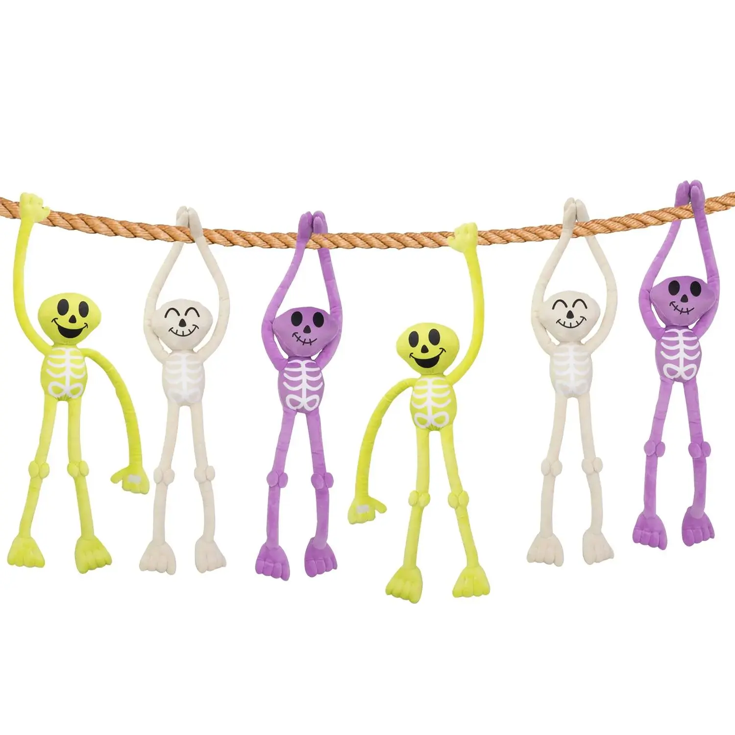 36-Inch Jumbo Halloween Stuffed Skeleton Figure - 6 Pcs, Long-Arm, Halloween Aesthetic Home Supplies for Trunk-or-Treat Festive Decorations