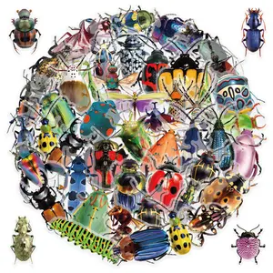 50 Sheets Colorful Insect Stickers - Fun Entomology Style Labels for Phone Case, Laptop & Craft Embellishment