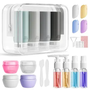 21 Pack Travel Bottles for Toiletries, Leak-Proof TSA Compliant  Travel Size Containers for Shampoo and Conditioner,  with Toiletry Bag (Gray)