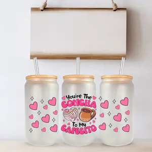 You’re The Concha To My Chisme 16oz Libbey Frosted or Glass Jar with bamboo lid and straw