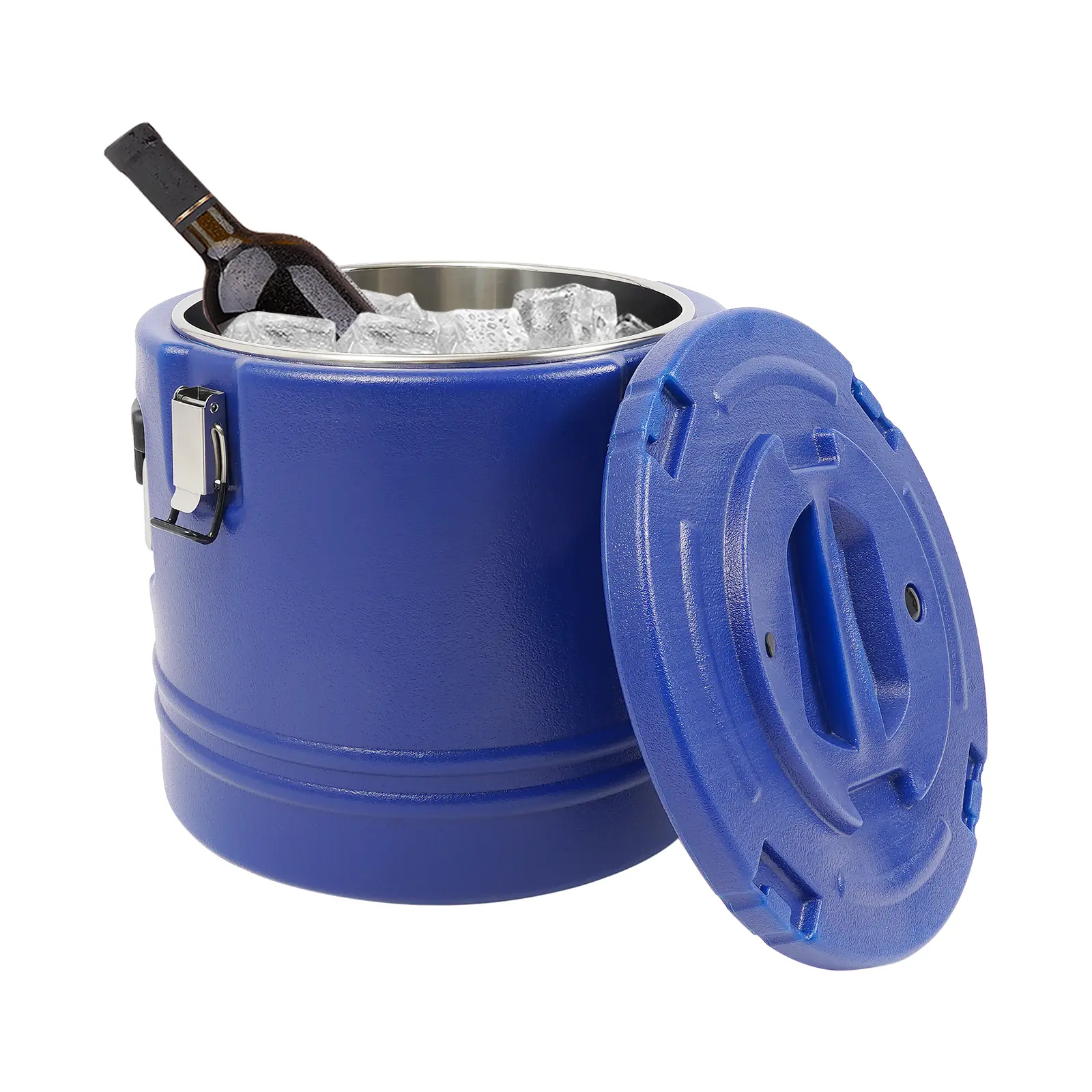Modern Round 20L 201 Stainless Steel Insulated Bucket with Lid - Portable Freestanding Desk Water Storage Bucket, 100°C Max Heat Resistance, Vent Valve, 4.5kg, Anti-Bacterial, Outdoor/Indoor Restaurant Beverage Use, No Battery/Magnets