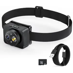 Head-Mounted Camera, LED headlamp, 1080P HD Action Camera, Wearable Video Recording, 64GB Internal Storage, Suitable for Nighttime Outdoor