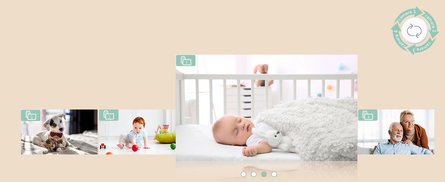 Momcozy Baby Monitor with 2 Cameras 5’ 1080P Split Screen Video Baby Monitor with Camera and Audio no WiFi for Baby Safety 5000mAh Battery Infrared Night Vision 2-Way Audio 960ft