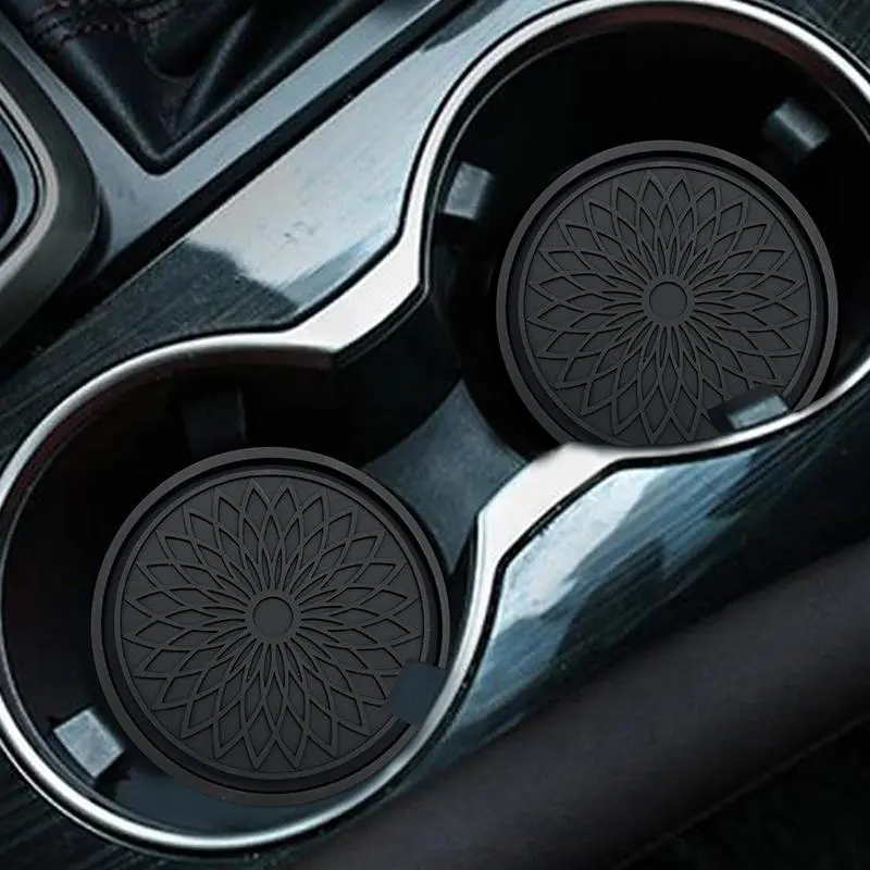 Car Flower Embossed Cup Holder Coasters, Anti-Slip Heat-Resistant Car Cup Holder Coaster, Stylish Car Interior Accessories, Aesthetic Car Accessory, Car Interior Decorative, Car Interior Decoration