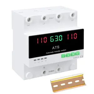 63A 110V Automatic/Manual Transfer , Dual Power Selector with LED Display, L1 Priority, DIN Rail Mount,50/60Hz CE Certified ATS for Generator and Backup Power