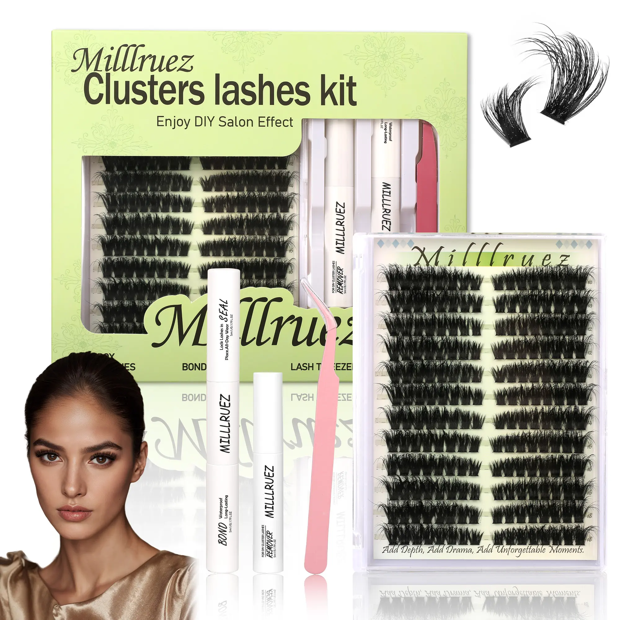 Manga Lashes Cluster Lashes C D Curl  Extension Kit and California  Sunset Wanna Be Freya Lash Clusters Fall Deals Super Fine Invisible Band Lashes  with Bond, Seal and Remover - Ultra-Thin Transparent Bands, Lash Magic Eyelashes