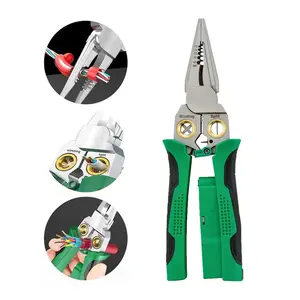 Multifunctional Wire Stripper And,12V to 250V Live,Null,8 in 1 Wire Stripper Twister for Cutting and Pulling Wires,Cable Scissors,Voltage Tester Pliers,Hot Wire Judgment AC DC,Audible and Flashing LED Alarms.