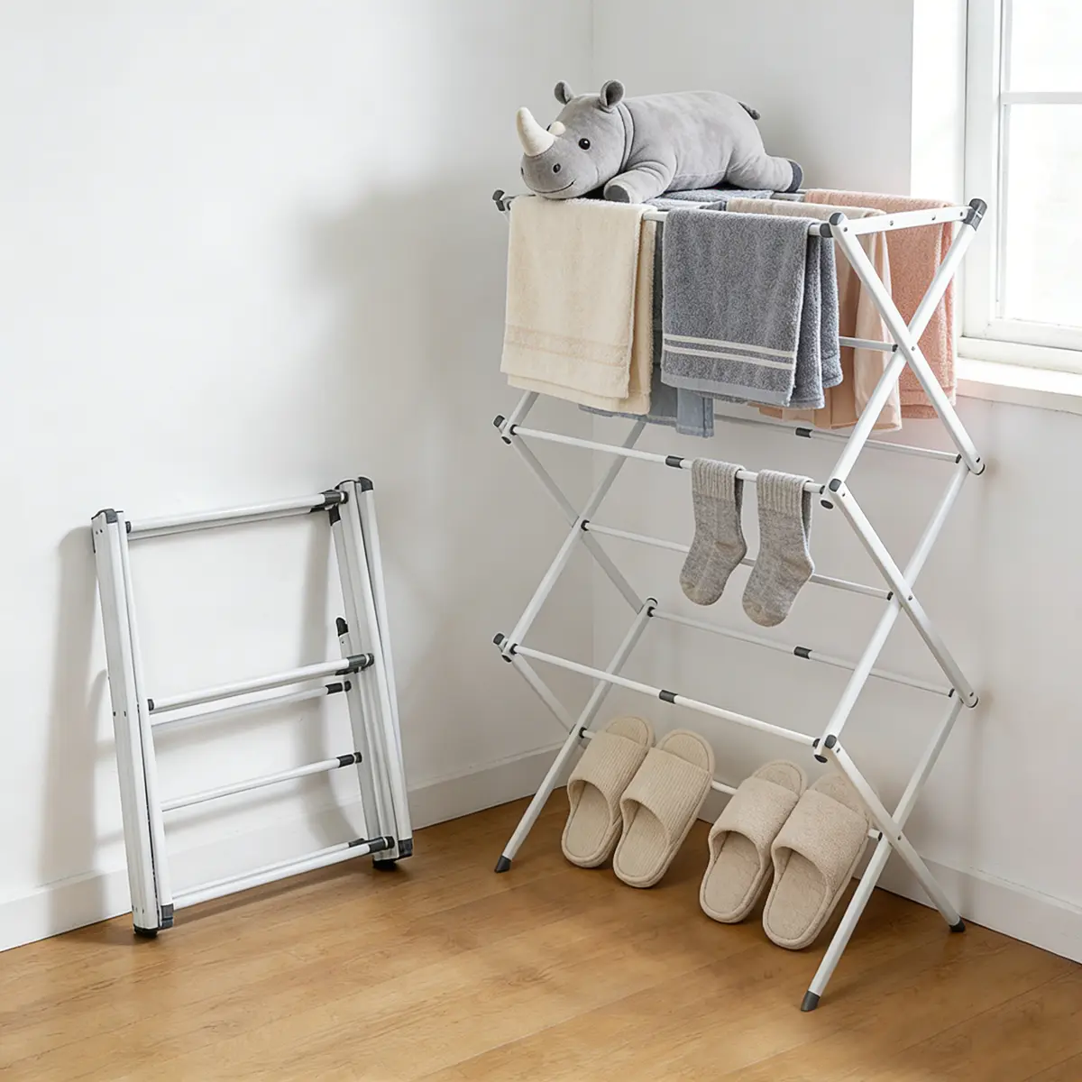 Foldable Clothes Drying Rack, Portable Air-Drying Laundry Rack for Indoor & Outdoor Use, Compact Durable Home Laundry Tool