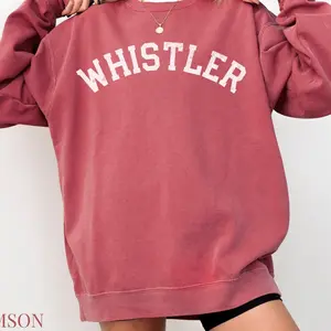 Whistler Comfort Colors Crewneck Sweatshirt | Vintage, Faded, Grunge Style Ski, Mountain Pullover | British Columbia Canada Girls, Guys Trip 1YSZA