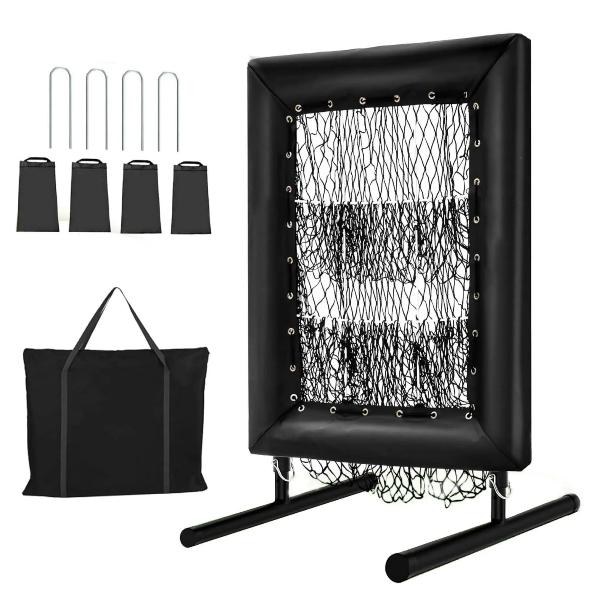 Height Adjustable Baseball Pitching Net with 9 Hole, Easy Setup Softball Pitching Trainer with Strike Zone, Carrying Bag, Ball Included, Portable&Durable Rebound Net for Baseball & Softball
