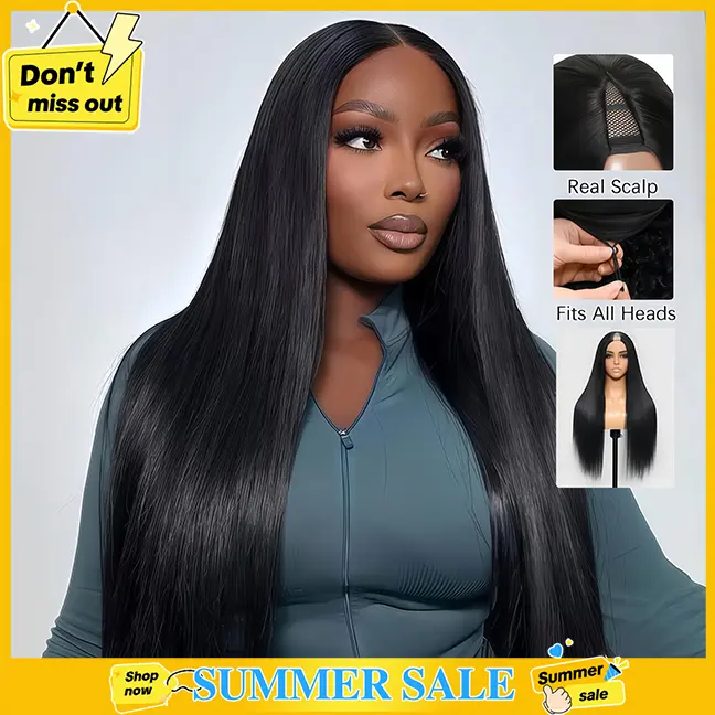[Hot] CheetahBeauty Upgrade With Drawstring Straight V Part Wigs Human Hair Glueless Body Wave V Part Human Hair Clip in Wigs Beginner Friendly No-Sew In No Glue Ready to Go Wig #tiktokshopsummersale
