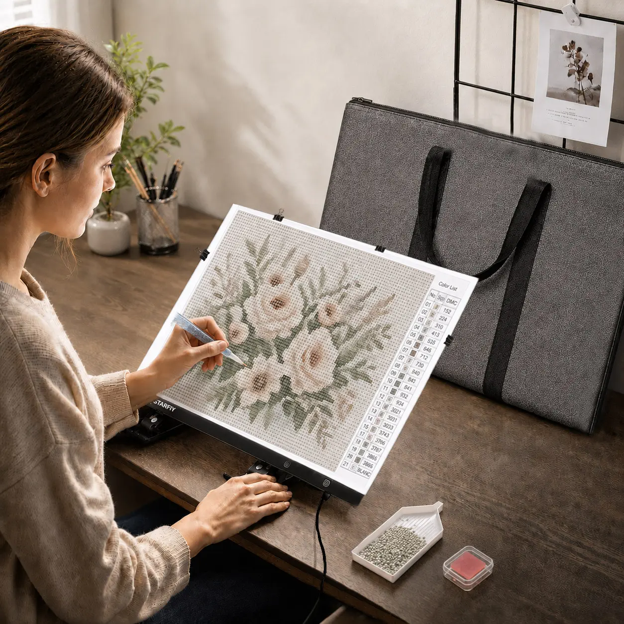 A2 Diamond Painting Led Light Pad With Stand And Storage-bag, LED Light Board Diamond Art Drawing Board Suitable For Office, Art, Handicraft, Light Box With 3-dimming, Doing Diamond Painting At Night Is So Much Easier With This Light Pad.