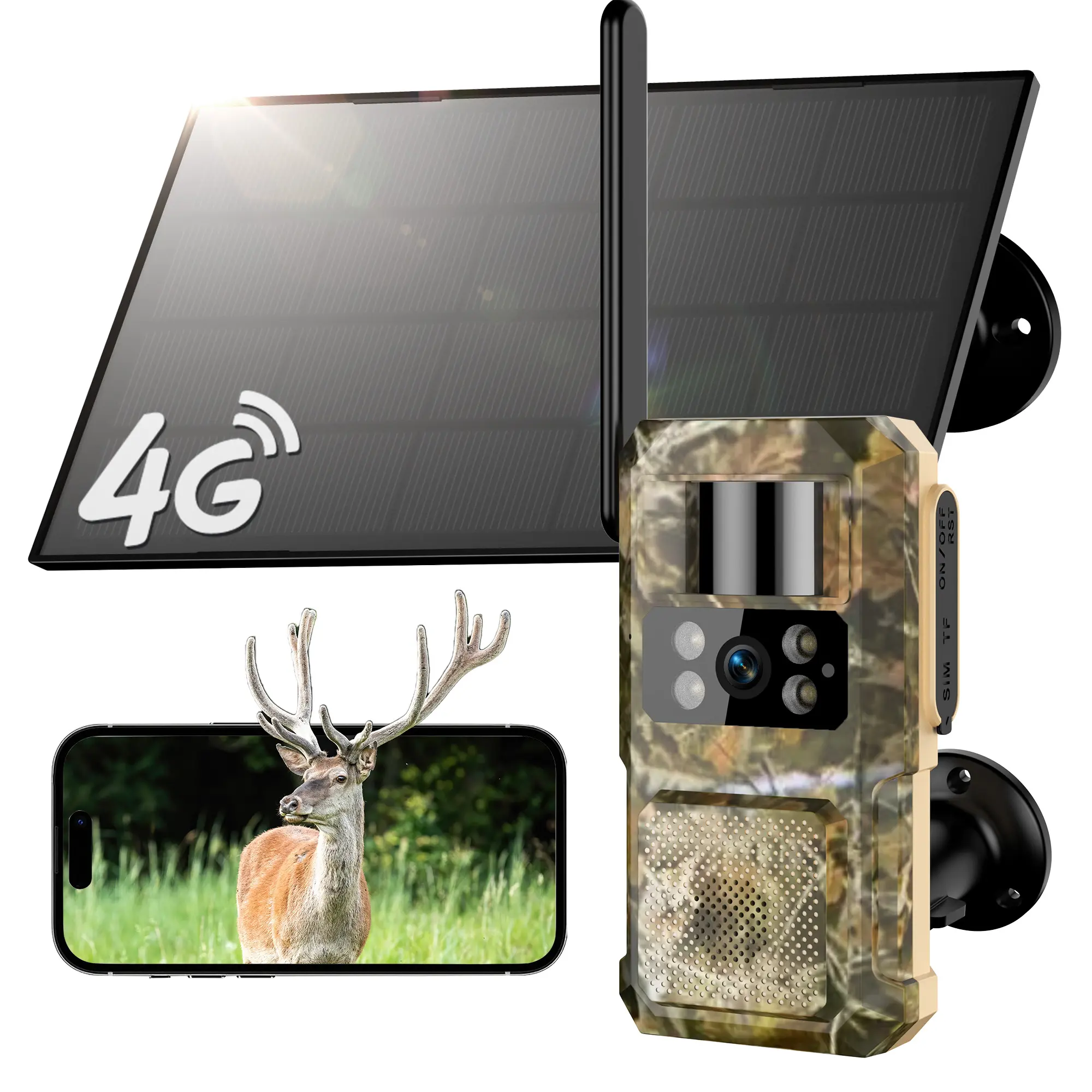 SeeVision 4G LTE Cellular Trail Security Camera 360° View FHD Live Streaming Solar Panel Night Vision Motion Detection Two-Way Audio for Hunting & Outdoor Security
