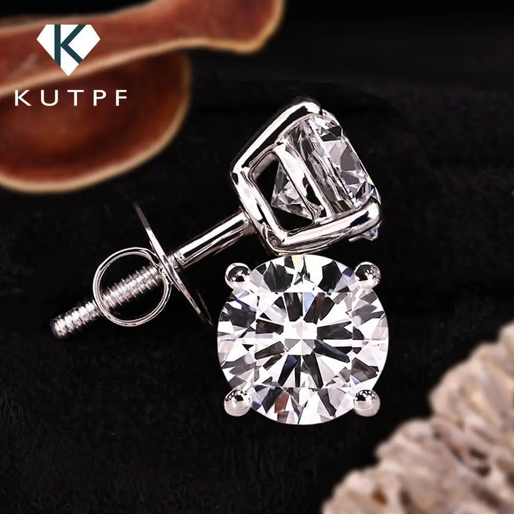Certified 1/2/3/4/5carat Moissanite Stud Earrings for Women Men 925 Sterling Silver Sparkling Diamond Screw Back Ear Studs