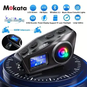 MOKATA A must-have for every cycling buddy!Q58-Max helmet Bluetooth intercom, supports 500 m range connectivity / 6 sound effects / Bluetooth 5.3, RGB ambient lighting + large battery—great for team rides and commuting motorcycle headset