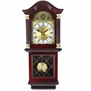 212 MAIN Bedford 26 in. Antique Mahogany Wooden Analog Wall Clock - Roman Numerals, Chiming Function, Wall-Mount Design, Cherry & Oak-Inspired Home Decor Piece
