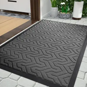 Door Mat, All-Season Outdoor Indoor Sturdy Doormat for Home Entrance Floor, Heavy Duty Non Slip Front Door Mats Outdoor, Easy to Clean, Garage and Garden, 29.5 x 17 Inch, Grey