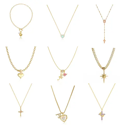 【Tewiky】 Women's 14 Karat Gold Stacking Necklace - Waterproof, Tarnish-Proof Yellow Gold Fashion Accessory with Exquisite Matching Stackable Bracelet, Gift-Ready Jewelry, 14 Karat Gold Necklaces