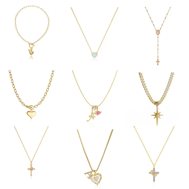 【Tewiky】 Women's 14 Karat Gold Stacking Necklace - Waterproof, Tarnish-Proof Yellow Gold Fashion Accessory with Exquisite Matching Stackable Bracelet, Gift-Ready Jewelry, 14 Karat Gold Necklaces