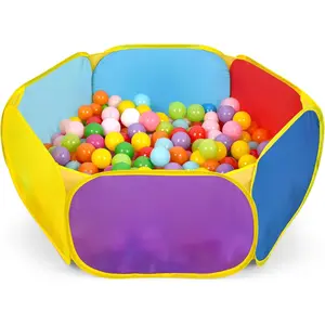 Kids Ball Pit Tent 1M Multicolor Large Pop Up Childrens Playhouse with Basketball Hoop & Zipper Storage Bag for Toddlers Play and Crawl