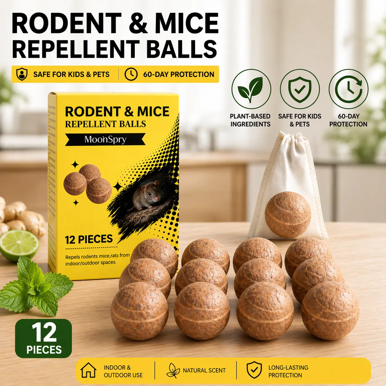 Rodent Repellent Device - Deet-Free Multi-Insect Deterrent for Indoor Use, Repels Rats, Mice, Insects, and Protects Plants, Rat