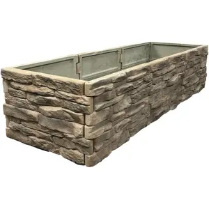 Raised Garden Bed Tan/Brown Ledgestones Composite Polyurethane  Look Stone Garden Planter Box (6-Pack)