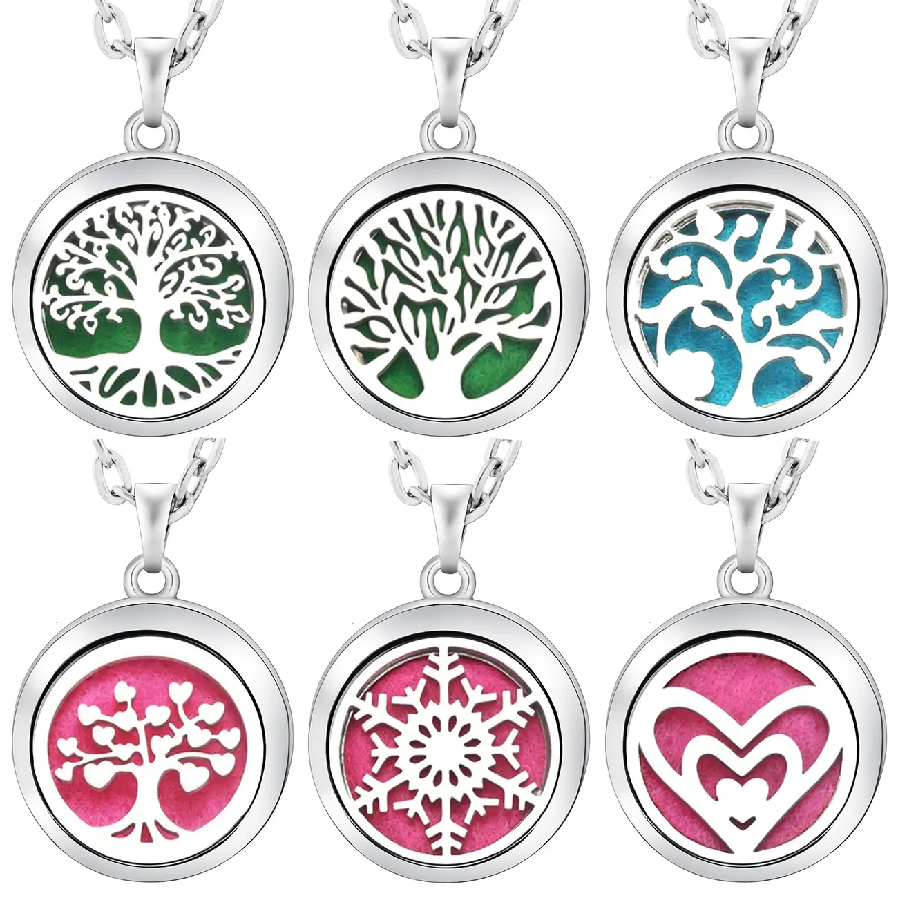 Stainless Steel Fashion Tree Of Life Aromatherapy Necklace Essential Oil Diffuser Perfume