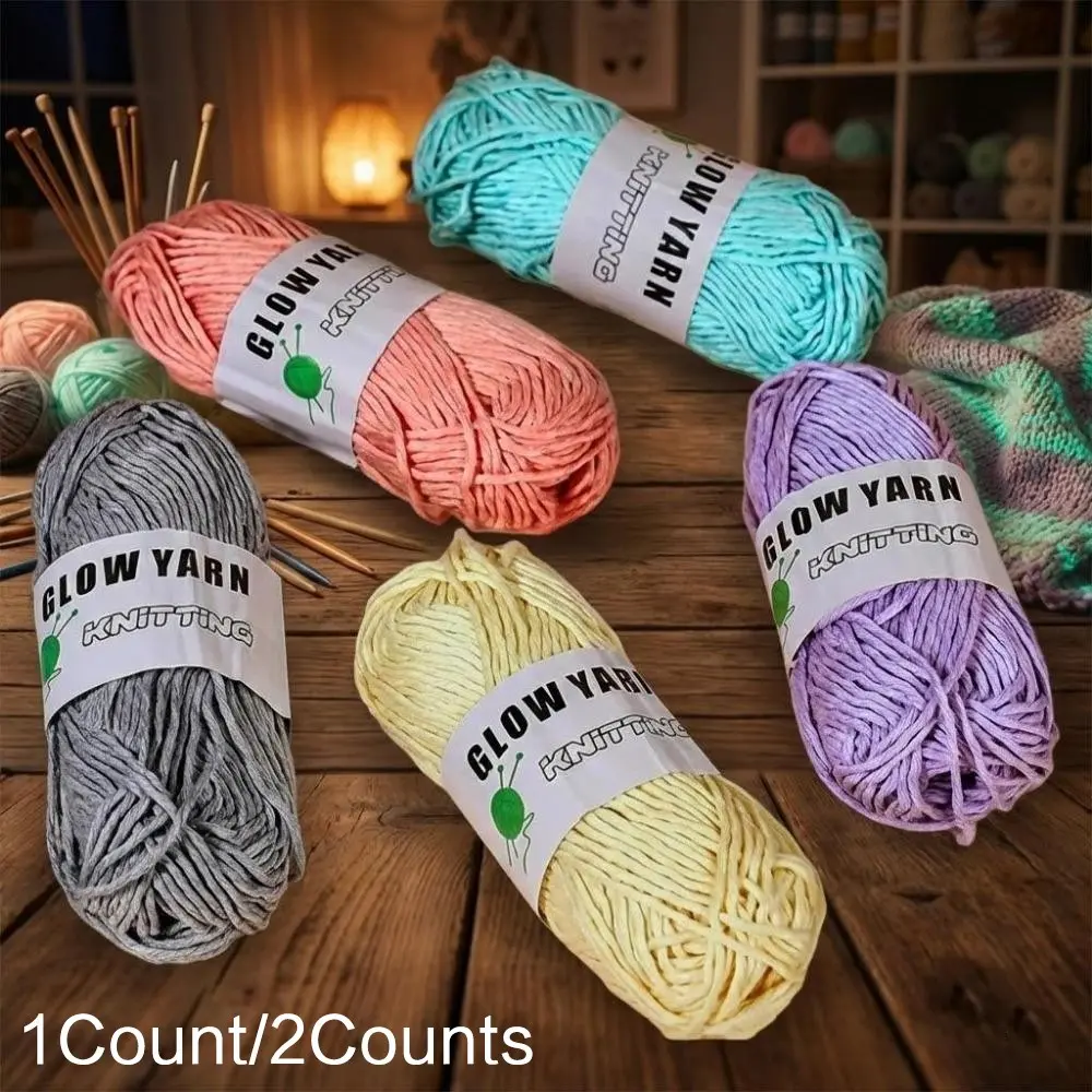 Glow in the Dark Yarn for Crochet: DIY Soft, Flexible & Eco-Friendly Knitting Thread, Amigurumi Yarn, DIY Knitting Supplies. High Elasticity, Anti-Break, Skin-Friendly. Perfect for Spring Crafts, Nighttime & Creative Multi-Scene Projects.