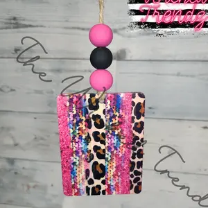 Pink Sequin Leopard Print Colorful Cute Car Hanging Air Freshener Freshie Car Accessories Car Charm
