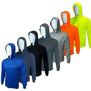 7 PACK SHIRTS - Hi Visibility ultra light weight Long sleeve hoodie shirt / polyester birdeye Fabric for quick dry