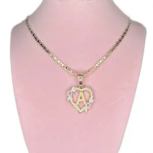 Heart-Shaped Initial Pendant Necklace with CZ Accents