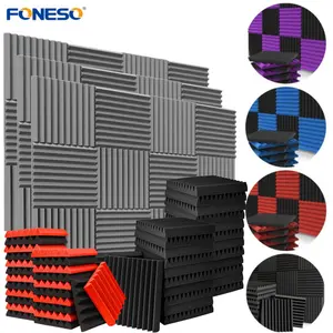 Acoustic Foam Panel 12/24/48PCS 12"X12"X1" for Reading Room, Meeting Room, Study Library, Club, Cinema, Music, Black/Blue/Gray