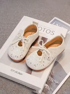 Girls' Festival Sparkle Single Shoe, Star Bow Princess Shoes, Soft Sole Comfort Children Performance Small Leather Shoes